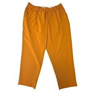 ON 34TH Pants Womens Large Mustard Yellow Straight Leg Ankle High Rise Chino NWT